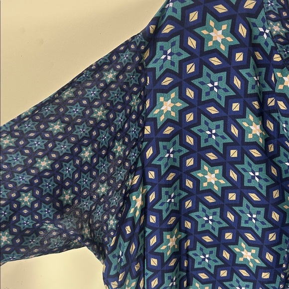 ANTHROPOLOGIE BLANK LONDON Marion Geometric Blue Tie Neck Tunic Dress Size XL - Picture 11 of 16